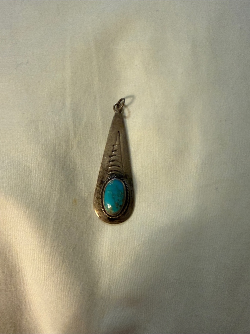 Turquoise Teardrop Silver Pendant Necklace